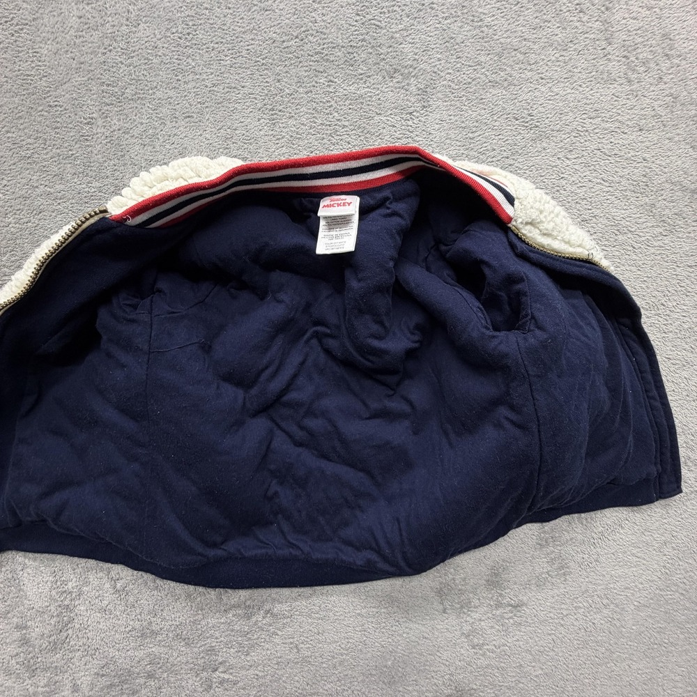 Disney Mickey Donald‎ Pluto Sherpa Varsity Jacket Youth 5-6 White Navy Fleece - Picture 2 of 13